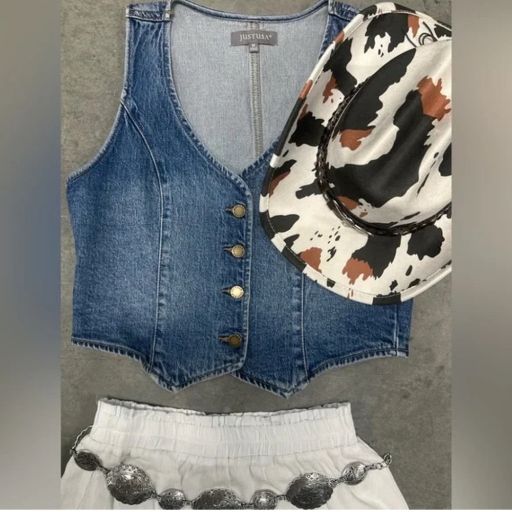 NEW! Western Boho Denim Vest Top | Just USA | Vintage Festival Cowgirl Vibes